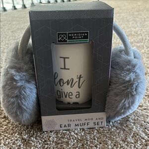 Gray Travel Mug and Ear Muff Set